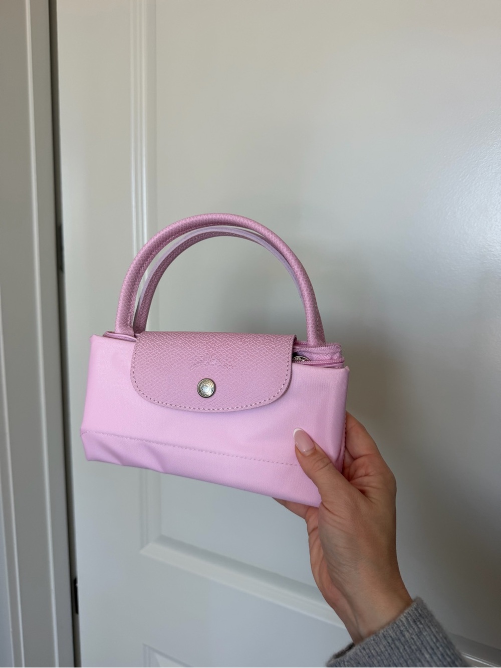Longchamp pink small top-handle le pliage tote